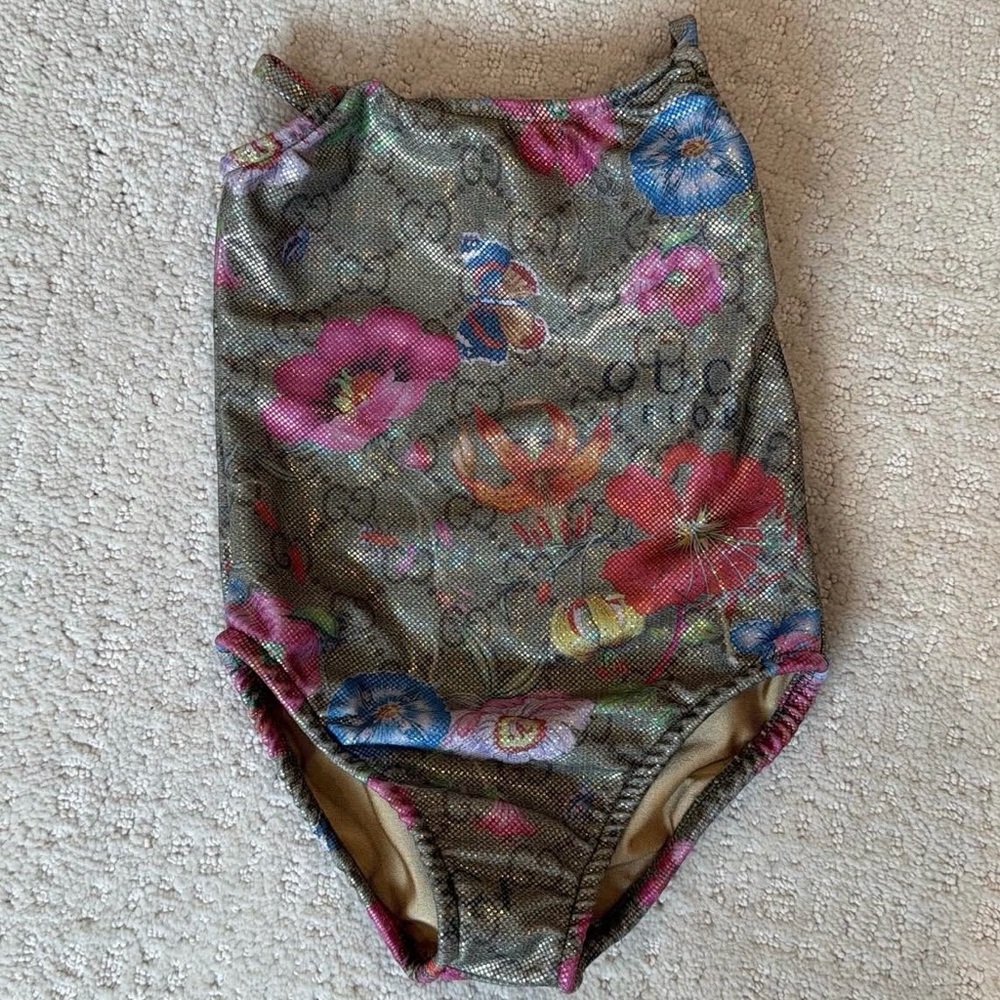 Floral One-Piece Swimsuit with Subtle Logo